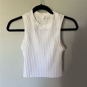 Aerie White Ribbed Tank Top
